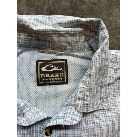 Drake Waterfowl Shirt Mens XL Blue Plaid Fishing Vented‎ Short Sleeve - Picture 4 of 7